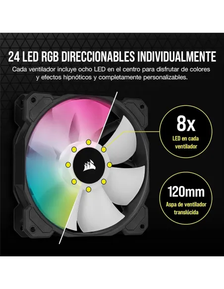 Corsair iCUE SP120 RGB ELITE Performance 120 mm PWM Triple Fan Kit con iCUE Lighting Node CORE Negro