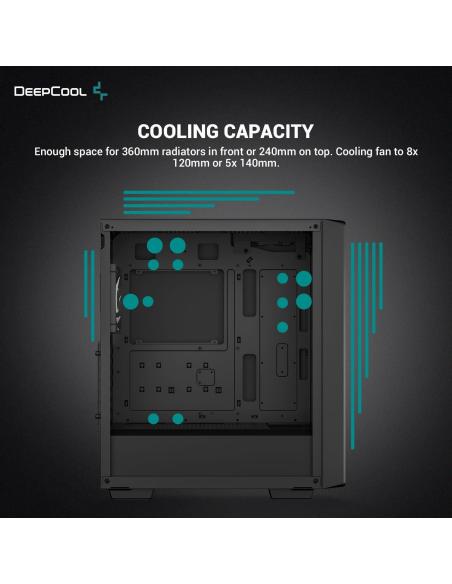 DeepCool CC560 ARGB V2 Cristal Templado USB 3.2 Negra