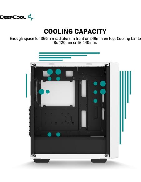 DeepCool CC560 ARGB V2 Cristal Templado USB 3.2 Blanca