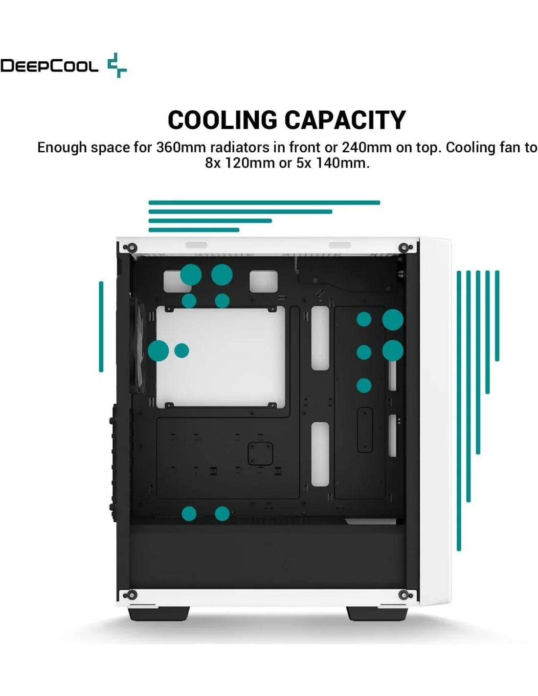 DeepCool CC560 ARGB V2 Cristal Templado USB 3.2 Blanca