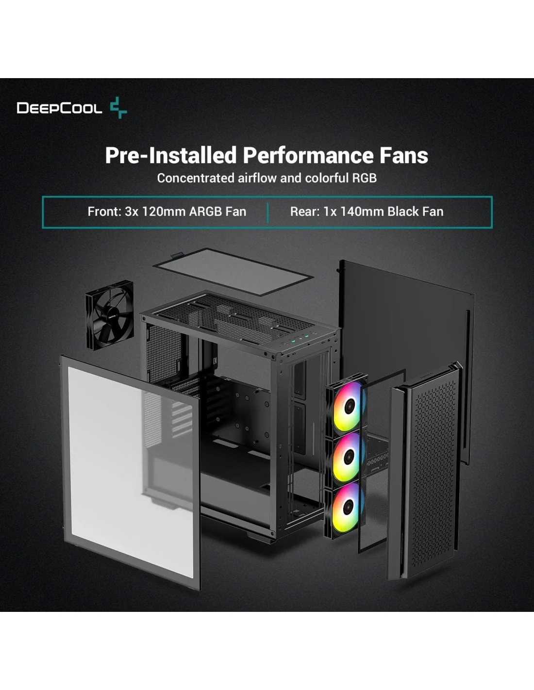 DeepCool CG560 Cristal Templado USB 3.0 ARGB Negra