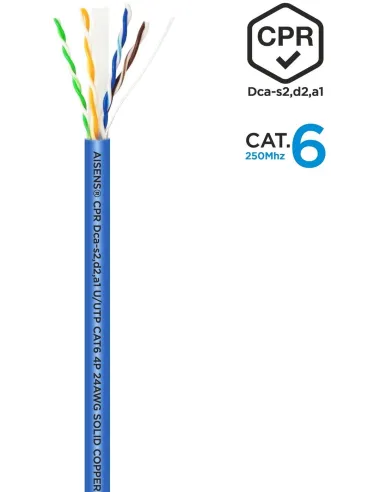 Aisens A135-0662 Bobina de Cable de Red RJ45 Cat.6 U/UTP LSHZ 100 m Azul