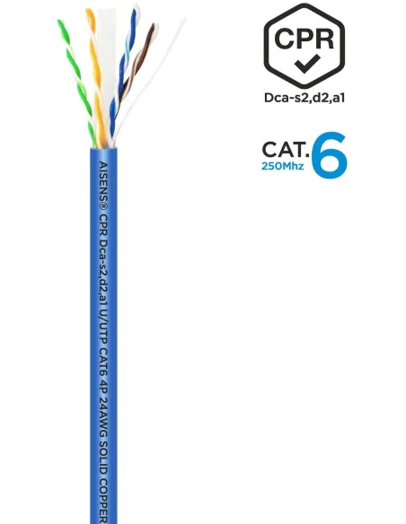 Aisens A135-0662 Bobina de Cable de Red RJ45 Cat.6 U/UTP LSHZ 100 m Azul