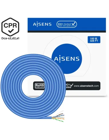 Aisens A135-0662 Bobina de Cable de Red RJ45 Cat.6 U/UTP LSHZ 100 m Azul