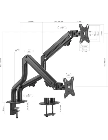 Aisens DT32TSR-141 Soporte de Mesa para 2 Monitores/TV 17"-32" Máx. 16KG