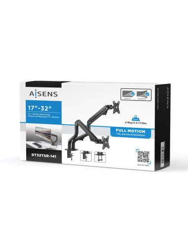 Aisens DT32TSR-141 Soporte de Mesa para 2 Monitores/TV 17"-32" Máx. 16KG
