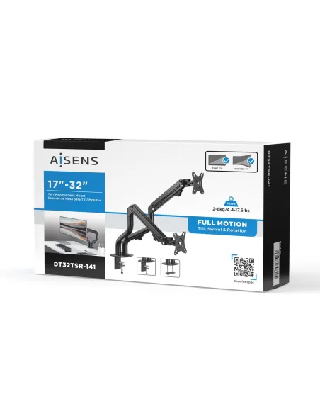 Aisens DT32TSR-141 Soporte de Mesa para 2 Monitores/TV 17"-32" Máx. 16KG