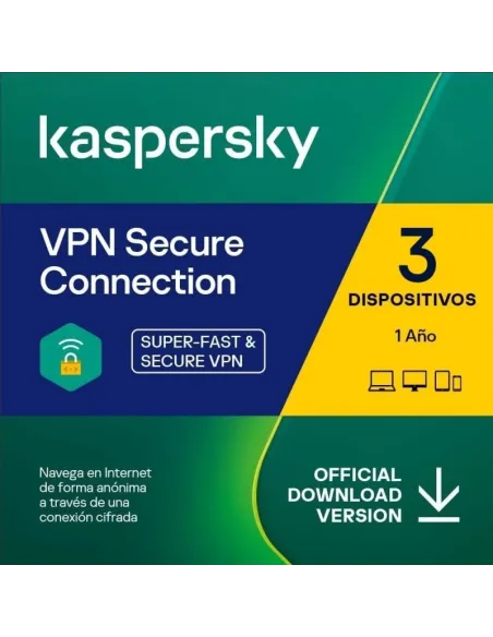Kaspersky VPN Secure Connection 3 Dispositivos 1 Año Licencia Electrónica (ESD)