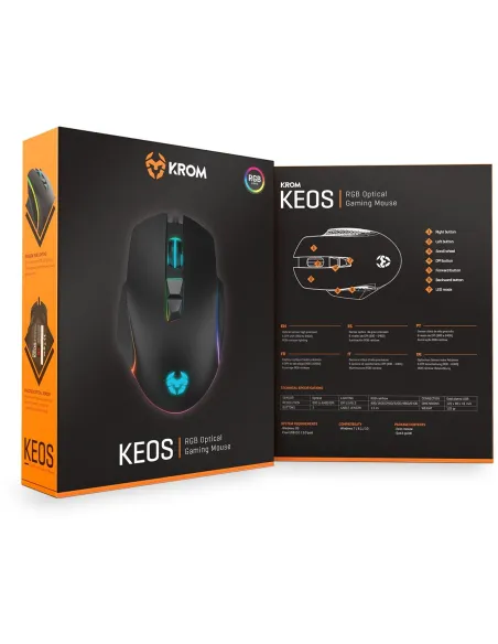Krom Keos Ratón Gaming RGB 6400DPI Negro