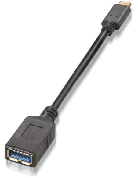Aisens A107-0062 Cable USB 3.2 Gen 1 (3.1 Gen 1) USB-A Hembra a USB-C Macho 15 cm Negro