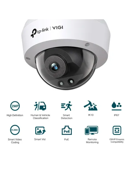 TP-Link VIGI C220I Cámaras de Videovigilancia de Exterior Tipo Domo 4mm IP67 Blanca