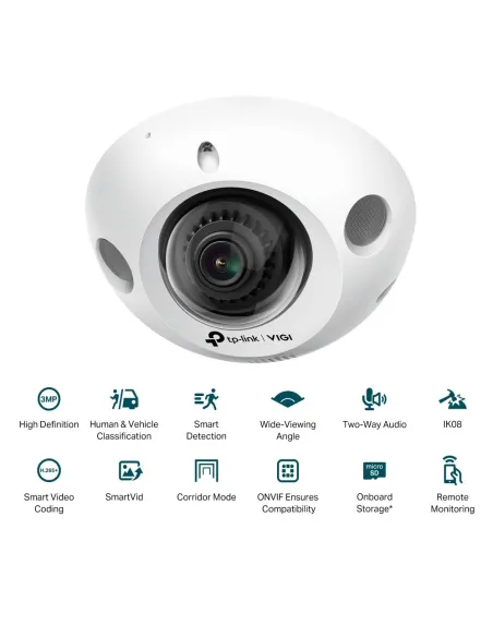 TP-Link VIGI C230I Mini Cámara de Videovigilancia de Exterior Tipo Domo IP67 2.8mm 3MP Blanca