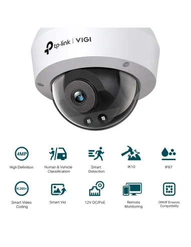 TP-Link VIGI C240I Cámara de Videovigilancia de Exterior Tipo Domo IP67 2.8mm 4MP Blanca