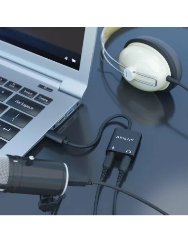 Aisens A109-0767 Conversor de Audio USB-C a Jack 3,5 mm 10 cm Negro