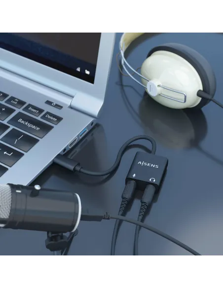 Aisens A109-0767 Conversor de Audio USB-C a Jack 3,5 mm 10 cm Negro