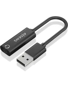 Aisens A106-0770 Conversor de Audio USB-A a Jack 3,5 mm 10 cm Negro-ADAP59155