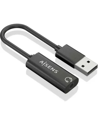 Aisens A106-0770 Conversor de Audio USB-A a Jack 3,5 mm 10 cm Negro