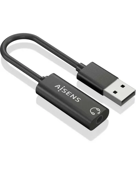 Aisens A106-0770 Conversor de Audio USB-A a Jack 3,5 mm 10 cm Negro