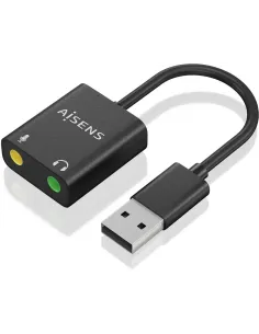 Aisens A109-0769 Conversor de Audio USB-A a Jack 3,5 mm 10 cm Negro-ADAP59154