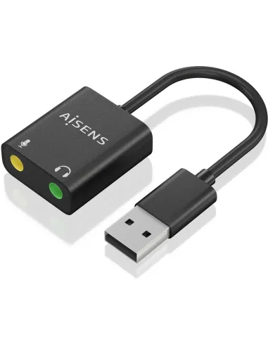 Aisens A109-0769 Conversor de Audio USB-A a Jack 3,5 mm 10 cm Negro