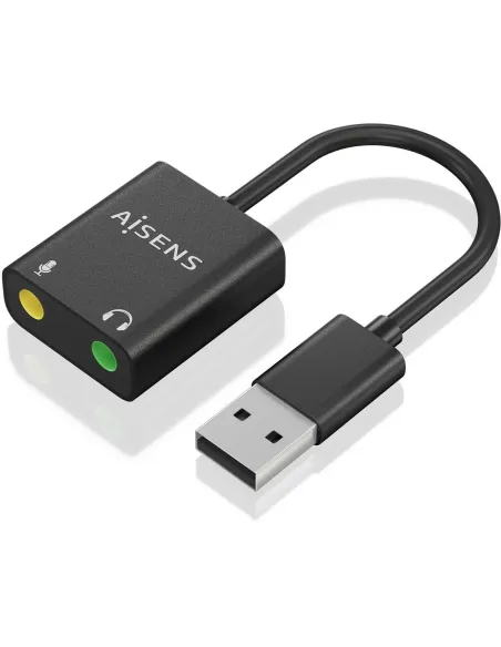 Aisens A109-0769 Conversor de Audio USB-A a Jack 3,5 mm 10 cm Negro