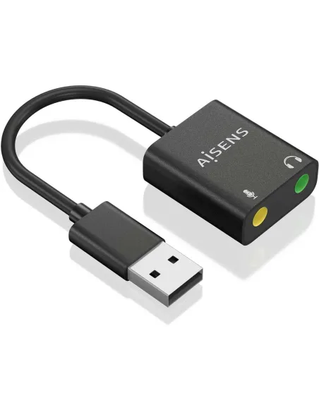 Aisens A109-0769 Conversor de Audio USB-A a Jack 3,5 mm 10 cm Negro