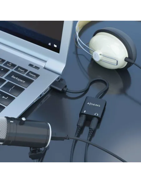 Aisens A109-0769 Conversor de Audio USB-A a Jack 3,5 mm 10 cm Negro