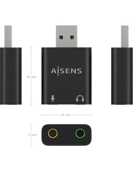 Aisens A109-0768 Conversor de Audio USB-C a Jack 3,5 mm Negro