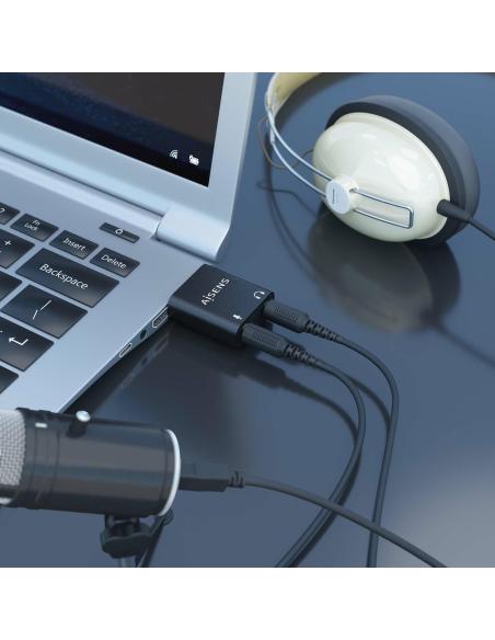 Aisens A109-0768 Conversor de Audio USB-C a Jack 3,5 mm Negro