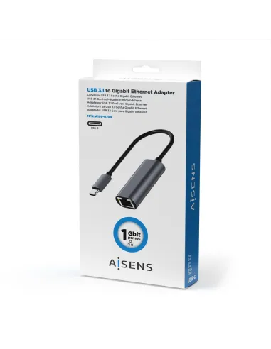 Aisens A109-0709 Conversor USB-C a RJ-45 Ethernet Gris