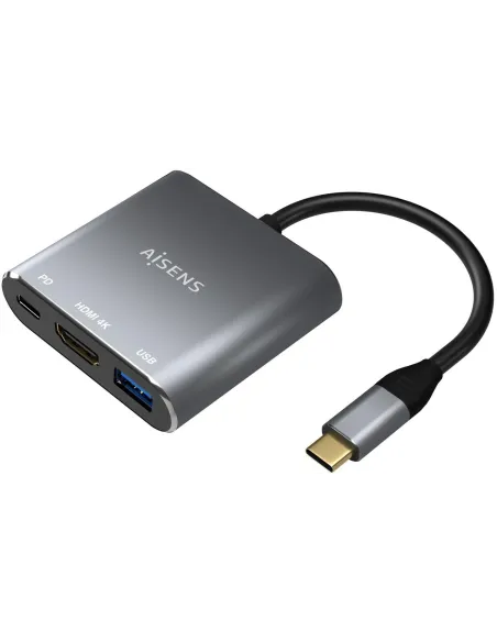 Aisens A109-0669 Conversor de Imagen USB-C a USB-C/USB-A/HDMI 4K 15 cm Gris