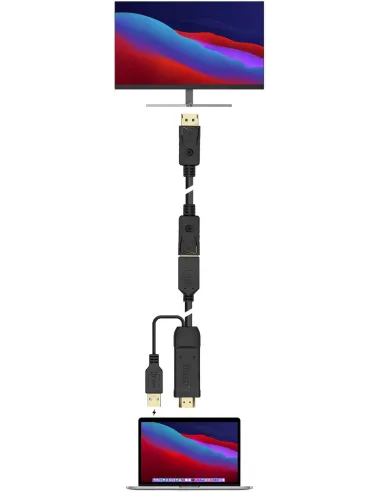 Aisens A122-0642 Conversor de Imagen USB-A PD/HDMI a DisplayPort 10 cm Negro