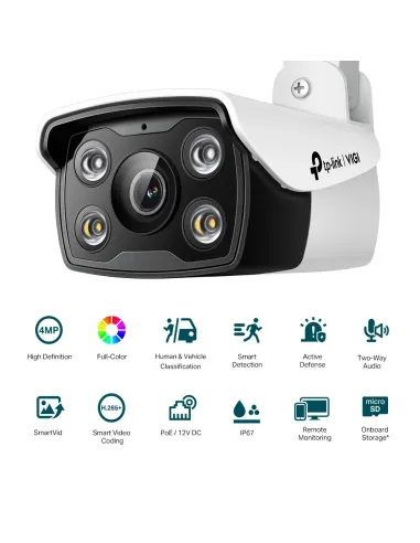 TP-Link VIGI C340 Full-Color Cámara de Videovigilancia de Exterior Tipo Bullet IP66 2.8mm 4MP Blanca