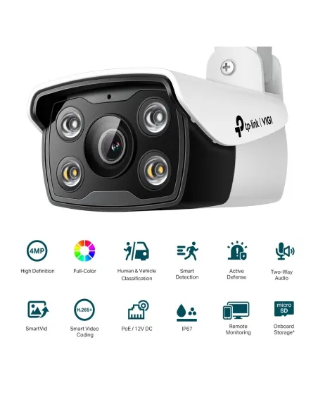 TP-Link VIGI C340 Full-Color Cámara de Videovigilancia de Exterior Tipo Bullet IP66 2.8mm 4MP Blanca