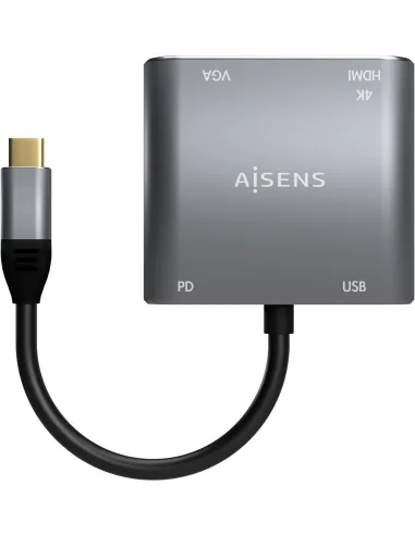 Aisens A109-0626 Conversor de Imagen USB-C a USB-A/USB-C PD/HDMI/VGA WUXGA 15 cm Gris