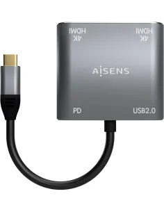 Aisens A109-0625 Conversor de Imagen de USB-C a HDMI/USB-C PD/USB-A 4K 15 cm Gris-ADAP55170