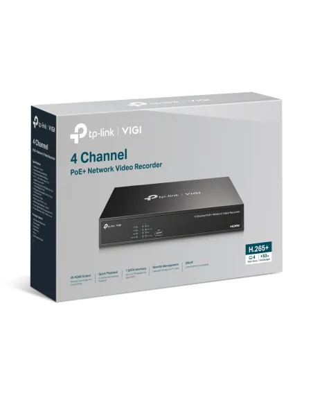 TP-Link VIGI NVR1004H-4P-2TB Videograbador NVR 4 Canales PoE +