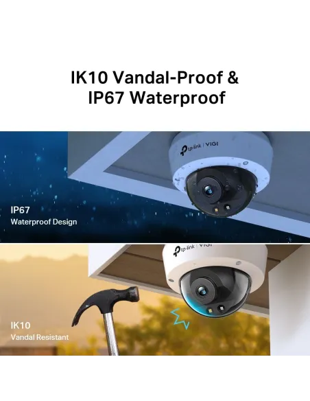 TP-Link VIGI C240 Cámara de Videovigilancia de Exterior Tipo Domo IP67 2.8mm 4MP Blanca
