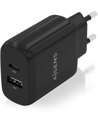 Aisens A110-0759 Cargador USB-A y USB-C 25 W Negro