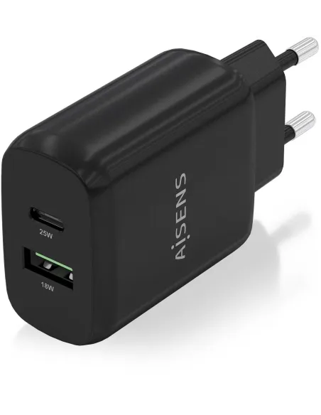 Aisens A110-0759 Cargador USB-A y USB-C 25 W Negro