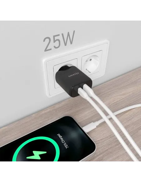 Aisens A110-0759 Cargador USB-A y USB-C 25 W Negro