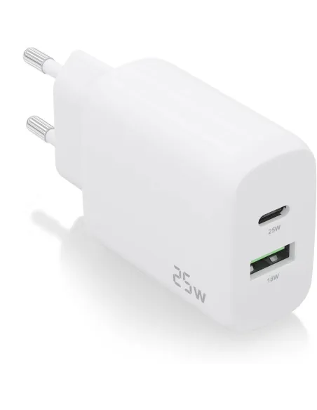 Aisens A110-0758 Cargador USB-A y USB-C 25 W Blanco