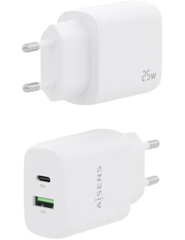 Aisens A110-0758 Cargador USB-A y USB-C 25 W Blanco
