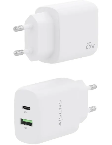 Aisens A110-0758 Cargador USB-A y USB-C 25 W Blanco