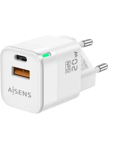 Aisens ASCH-20W2P002-W Cargador USB-A y USB-C 20W Blanco-ADAP58236