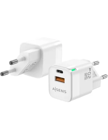 Aisens ASCH-20W2P002-W Cargador USB-A y USB-C 20W Blanco
