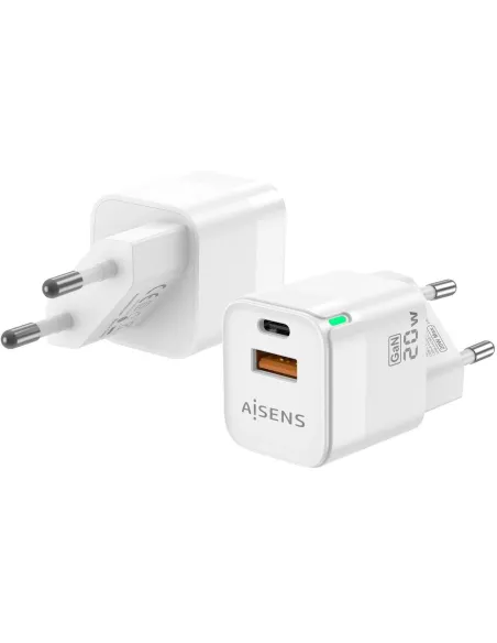 Aisens ASCH-20W2P002-W Cargador USB-A y USB-C 20W Blanco