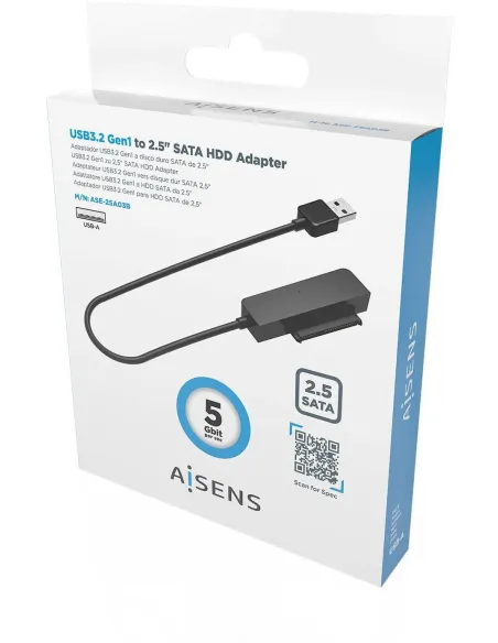 Aisens ASE-25A03B Adaptador Discos Duros 2.5" SATA a USB-A Negro
