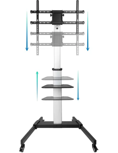 TooQ Hera FS1886M-B Soporte de Suelo con Ruedas 37"- 86" Máx. 50 Kg Plata