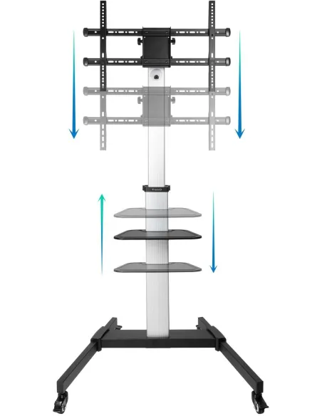TooQ Hera FS1886M-B Soporte de Suelo con Ruedas 37"- 86" Máx. 50 Kg Plata
